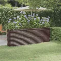vidaXL Hochbeet, Wetterfestes Hochbeet für Garten Balkon Terrasse, Kräuterhochbeet zum Selber Bauen, Pflanzkasten aus Metall, Verzinkter Stahl Braun - Thumbnail 2