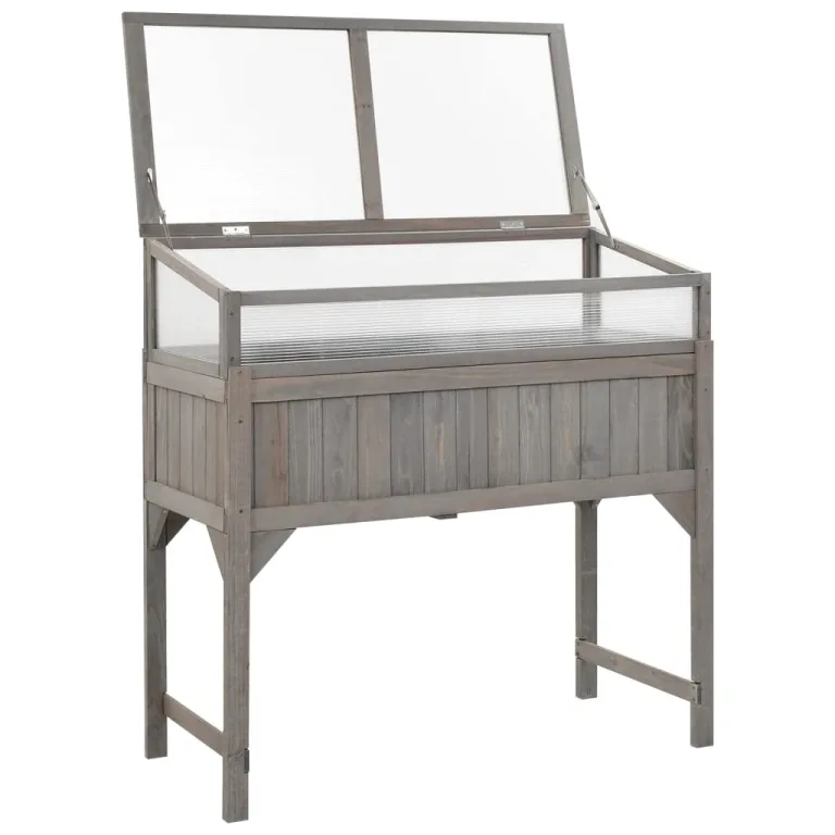 INLIFE Hochbeet mit Gewächshaus 110x54x120 cm Massivholz Tanne – Bild 2