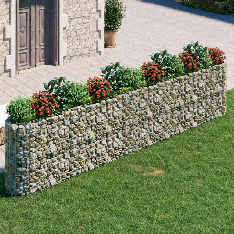 vidaXL Gabionen Hochbeet Steinkorb Pflanzkorb Gabionenkorb Pflanzkasten Pflanzkübel Pflanzbeet Garten Verzinktes Eisen 470x50x100 cm – Bild 2