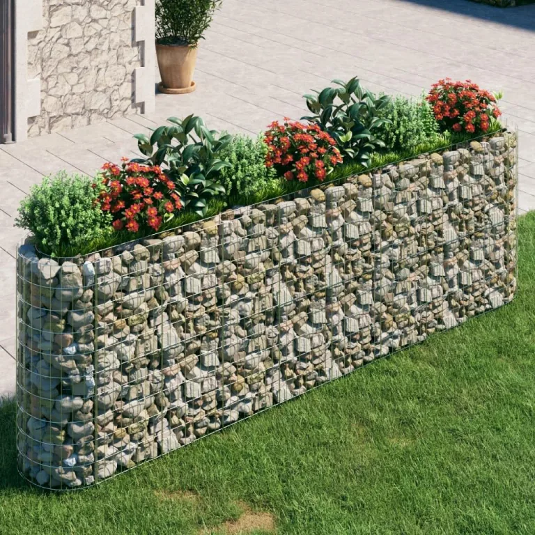 vidaXL Gabionen Hochbeet Steinkorb Pflanzkorb Gabionenkorb Pflanzkasten Pflanzkübel Pflanzbeet Garten Verzinktes Eisen 330x50x100 cm – Bild 2