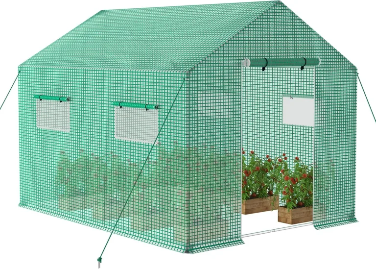 AufuN Gewächshaus Tomatengewächshaus 3x2x2m für Tomaten, mit Gitternetz und Fernster, Winterfest Treibhaus, Pflanzenhaus, Mehrweg,Schrägdach, Grün – Bild 1