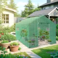 AufuN Gewächshaus Tomatengewächshaus 3x2x2m für Tomaten, mit Gitternetz und Fernster, Winterfest Treibhaus, Pflanzenhaus, Mehrweg,Schrägdach, Grün - Thumbnail 8