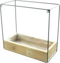 FRANK FLECHTWAREN Wandpflanzer Modern Look, 2er Set, recyceltes Holz, Mattschwarz lackiertes Metall, ausgeschlagen mit Folie, Maße: 31 x 13 x 30 cm, 36 x 13 x 36 cm - Thumbnail 4