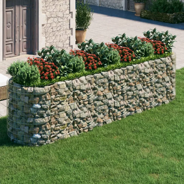vidaXL Gabionen Hochbeet Steinkorb Pflanzkorb Gabionenkorb Pflanzkasten Pflanzkübel Pflanzbeet Garten Verzinktes Eisen 400x100x100 cm – Bild 2