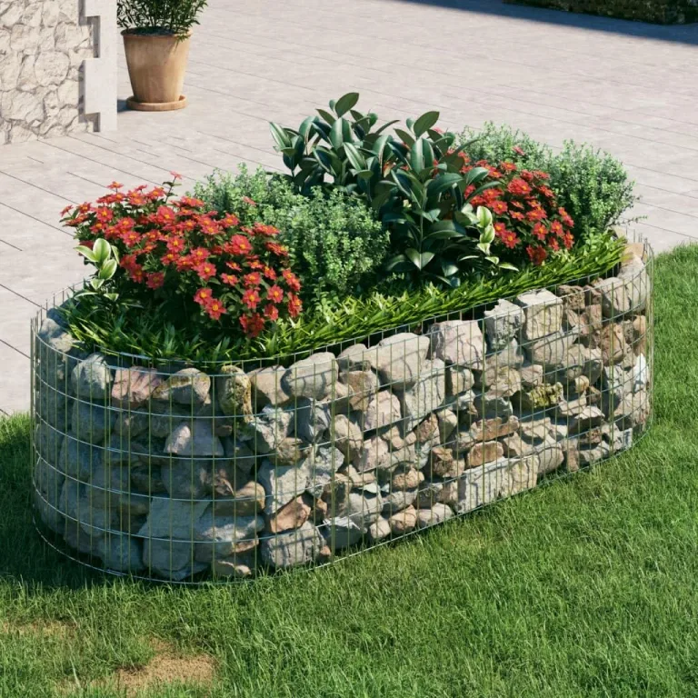 vidaXL Gabionen Hochbeet Steinkorb Pflanzkorb Gabionenkorb Pflanzkasten Pflanzkübel Pflanzbeet Garten Verzinktes Eisen 200x100x50 cm – Bild 2