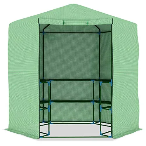 INLIFE Gewächshaus mit Regalen Stahl 227 x 223 cm – Bild 6