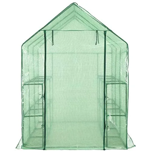 INLIFE Begehbares Gewächshaus mit 12 Regalen Stahl 143 x 214 x 196 cm – Bild 7
