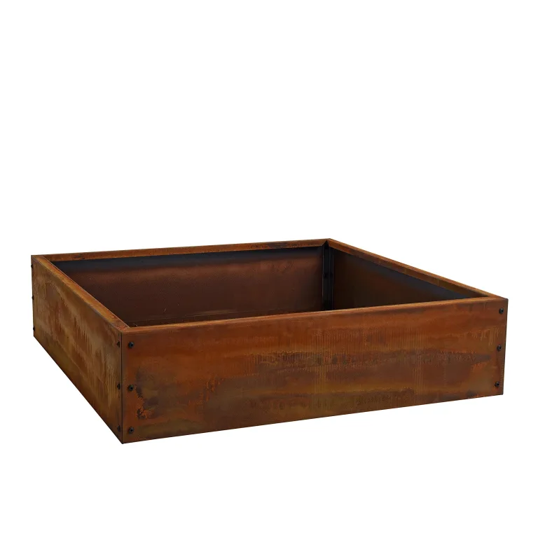 ESTEXO Beeteinfassung Beetumrandung Edelrost Hochbeet Rost Cortenstahl Umrandung Rahmen Pflanzbeet Pflanzkasten Blumenkasten (100x100x25 cm) – Bild 2