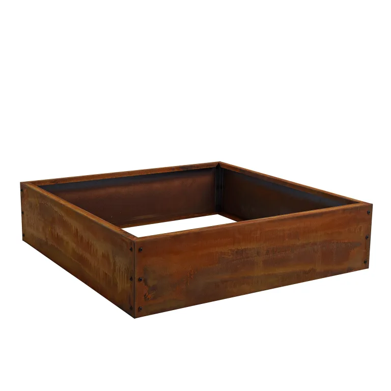ESTEXO Beeteinfassung Beetumrandung Edelrost Hochbeet Rost Cortenstahl Umrandung Rahmen Pflanzbeet Pflanzkasten Blumenkasten (100x100x25 cm) – Bild 3