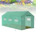 Froadp Gartengewächshäuser aus Verzinktes Rohr Tomatenhaus Winterfest Foliengewächshaus mit Gitternetzfolie Fenster Frostschutz Treibhaus Grün Gewächshaus für Garten Pflanze (6㎡, 3x2x2m) - Thumbnail 10