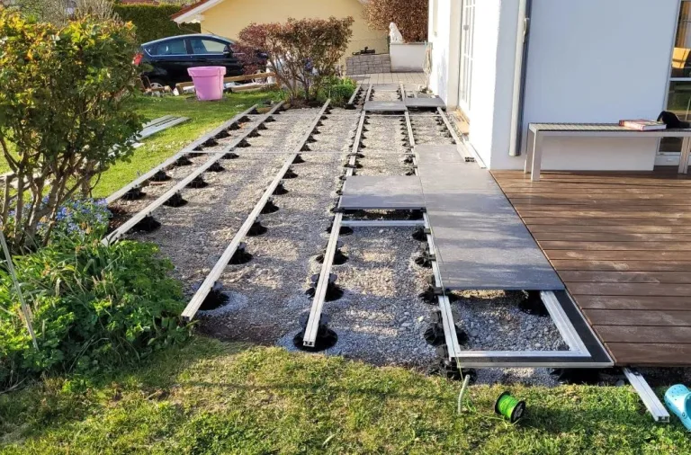 Gartenwelt Riegelsberger Premium Aluminium Montagesystem-Set für Keramik-, Stein-, Betonplatten Komplett-Set Made in Germany Plattenformat 60x60 cm Terrassenfläche 6x6 m | 36 m² Aufbauhöhe 89-119 mm – Bild 3