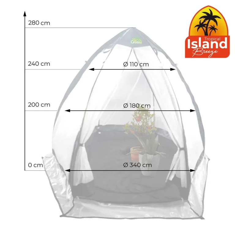 Bio Green Überwinterungszelt/Foliengewächshaus Tropical Island Breeze XL | hochwertige RainExo-Folie | 2 große Belüftungsöffnungen | H 280 x Ø 340 cm – Bild 7