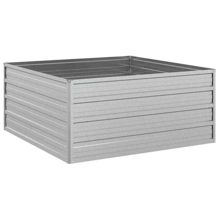 vidaXL Garten Hochbeet Pflanzkasten Pflanzbeet Gemüsebeet Blumenbeet Blumenkasten Frühbeet Gartenbeet Blumenkübel Pflanzkübel 100x100x45cm Verzinkter Stahl Silbern – Bild 1