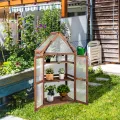 RELAX4LIFE 3 Etagen Hochbeet, Gewächshaus mit 3 Ablagen, Frühbeet aus Tannenholz & Polycarbonat, Pflanzenhaus für Garten Balkon Terrasse, 70,5 x 41 x 133,5 cm - Thumbnail 2