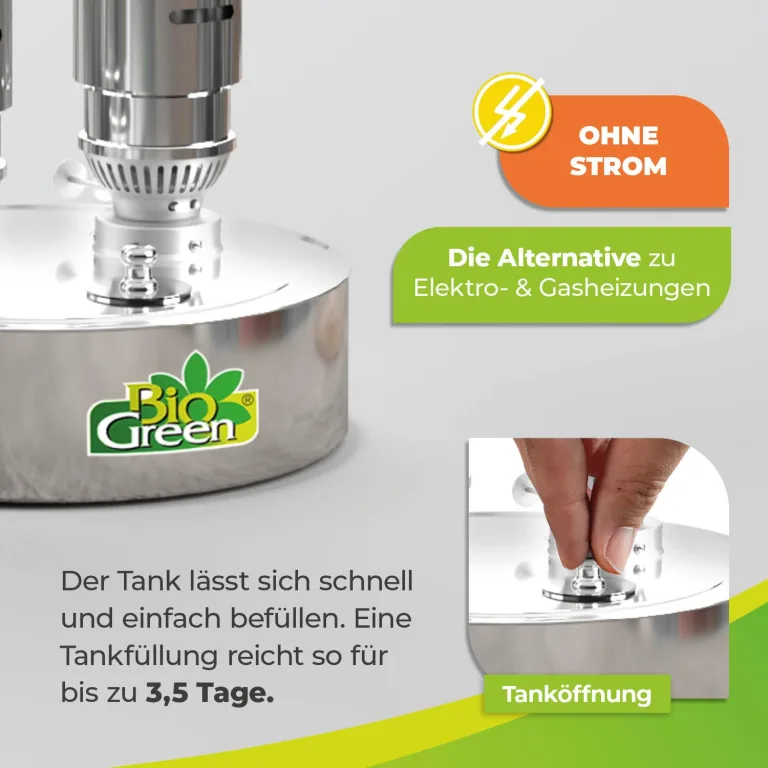 Bio Green Paraffin-Gewächshaus-Heizung WARMAX Power 5 aus Edelstahl | max. 600 Watt | für Gewächshäuser bis 5 m² | max. 3,5 Tage Brenndauer/Füllung – Bild 5