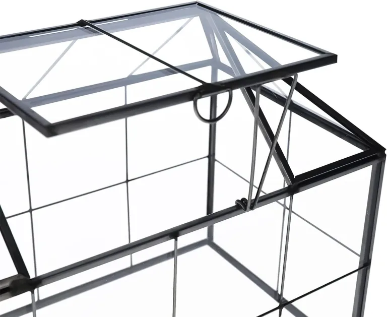 Homtone 23 cm Großer Geometrischer Terrarium-Pflanzgefäß, Hausform, Schwarz, Handgefertigte Glasbox, Vintage-Tischplatte, Miniatur-Blumentopf für Sukkulenten, Kakteen (Schwarz) – Bild 9