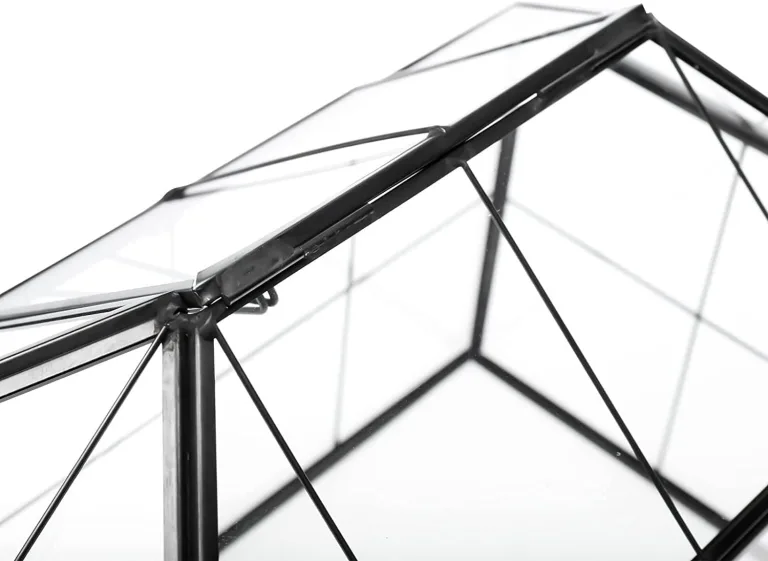 Homtone 23 cm Großer Geometrischer Terrarium-Pflanzgefäß, Hausform, Schwarz, Handgefertigte Glasbox, Vintage-Tischplatte, Miniatur-Blumentopf für Sukkulenten, Kakteen (Schwarz) – Bild 10