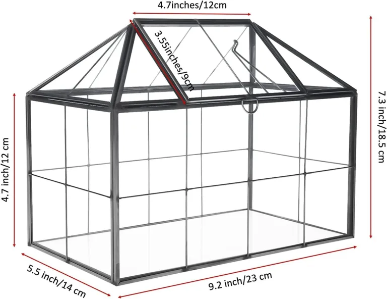 Homtone 23 cm Großer Geometrischer Terrarium-Pflanzgefäß, Hausform, Schwarz, Handgefertigte Glasbox, Vintage-Tischplatte, Miniatur-Blumentopf für Sukkulenten, Kakteen (Schwarz) – Bild 4