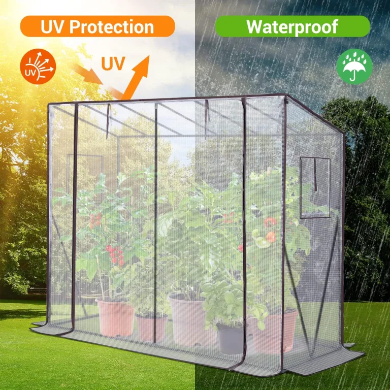 Ohuhu Gewächshaus Foliengewächshaus überwinterungszelt für Pflanzen, Begehbarer Gewächshaus Klein mit PE-Abdeckung Stabil 200x77x170 cm Winterfest Tomatenhaus für Optimales Pflanzenwachstum – Bild 2