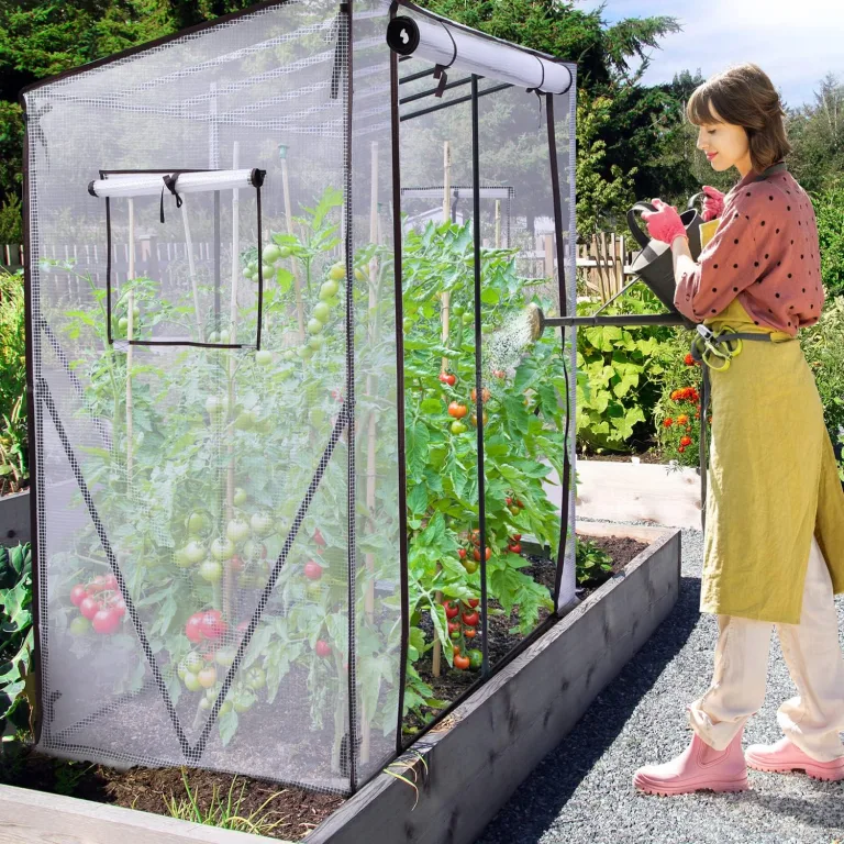 Ohuhu Gewächshaus Foliengewächshaus überwinterungszelt für Pflanzen, Begehbarer Gewächshaus Klein mit PE-Abdeckung Stabil 200x77x170 cm Winterfest Tomatenhaus für Optimales Pflanzenwachstum – Bild 3