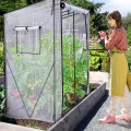 Ohuhu Gewächshaus Foliengewächshaus überwinterungszelt für Pflanzen, Begehbarer Gewächshaus Klein mit PE-Abdeckung Stabil 200x77x170 cm Winterfest Tomatenhaus für Optimales Pflanzenwachstum - Thumbnail 3