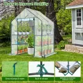 Ohuhu Gewächshaus Foliengewächshaus überwinterungszelt für Pflanzen, Winterfest Tomatenhaus Winterschutz Pflanzen mit PVC Abdeckung 3 Tiers 12 Regale Gewächshaus Klein für Garten 143x143x195 cm - Thumbnail 9