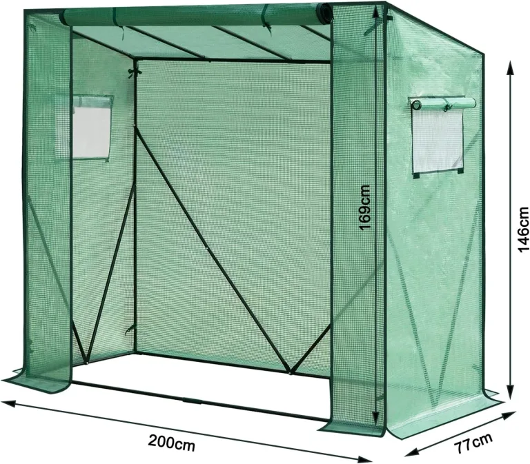 WOLTU Foliengewächshaus 130 g/m², PE halbtransparente Tomatengewächshaus, Plane wasserdicht wetterfest Mehrzwecktreibhaus Pflanzenhaus, Garten, Terrasse, Hinterhof, 200x77x146/169 cm, Grün – Bild 7