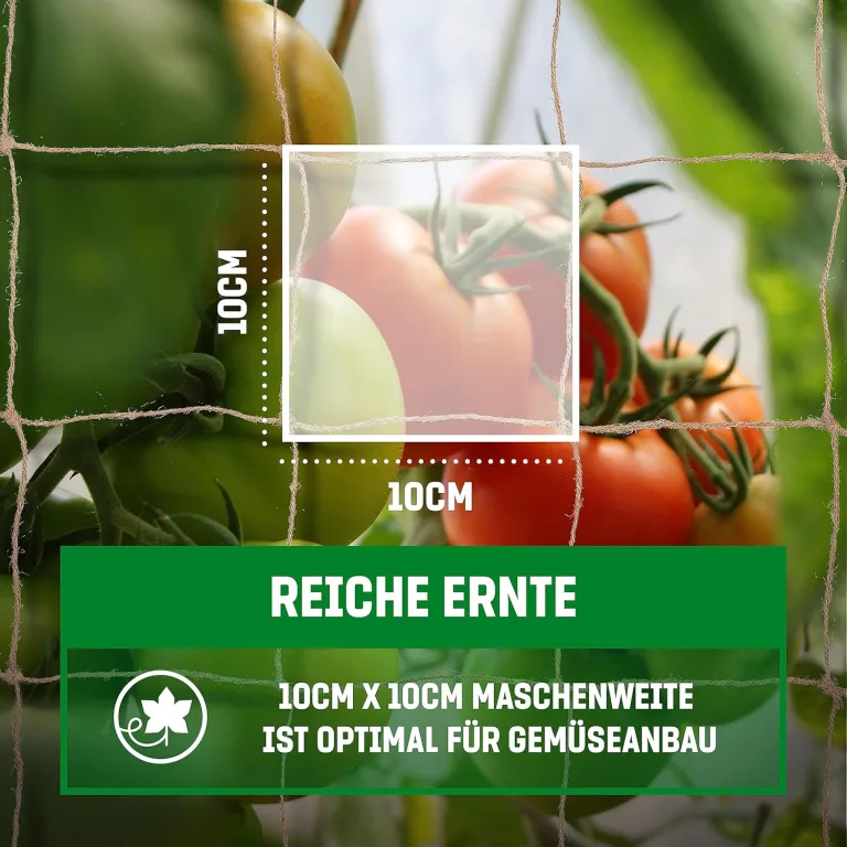 GardenGloss Jute Ranknetz Nachhaltig 100% Biologisch Abbaubar - Mit grosser Maschenweite für Gurken, Tomaten und Anderen Gemüsepflanzen - Rankhilfen für Kletterpflanzen – Bild 2