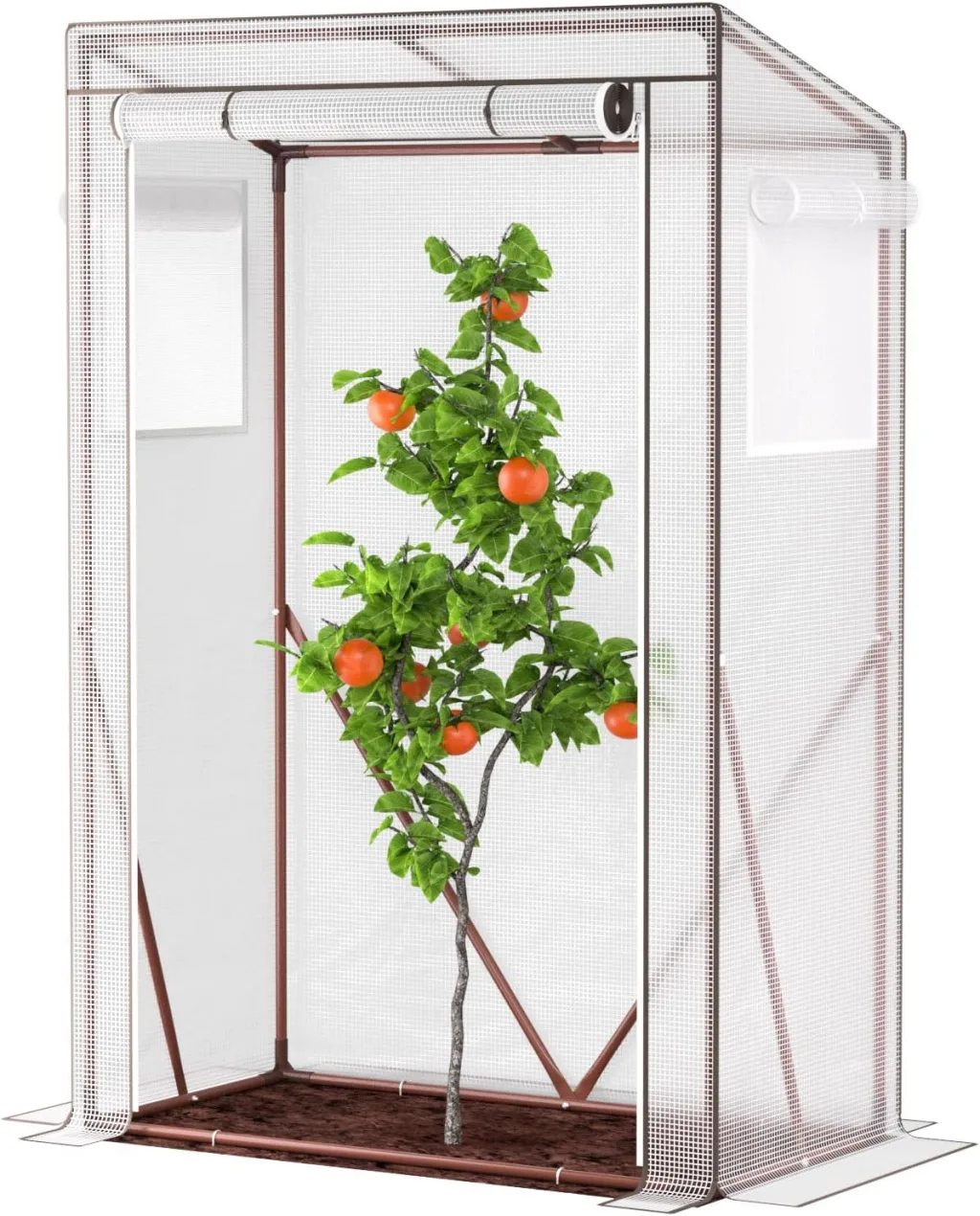 UDPATIO Tomaten Gewächshaus, klein Foliengewächshaus Tomatengewächshaus Tomatenhaus mit aufrollbare Tür und 4X Erdhaken,Stabiles Anzuchthaus Gemüse Gewächshaus Treibhaus für Boden,Garten,150x100x50cm