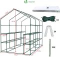 VOUNOT® Gewächshaus Foliengewächshaus, begehbares Gartenhäuschen mit 12 Regalebenen, Tomatenhaus Tomatengewächshaus, Weiß 143x215x195cm - Thumbnail 7