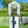 VOUNOT® Gewächshaus Foliengewächshaus, begehbares Gartenhäuschen mit 12 Regalebenen, Tomatenhaus Tomatengewächshaus, Weiß 143x215x195cm - Thumbnail 8