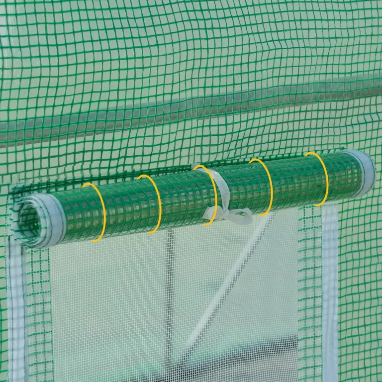 WOLTU Gewächshaus, Foliengewächshaus für Aufzucht Tomaten, Tomatenhaus Winterfest mit Tür 6 Fenstern, aus Stahlrohr PE, 200 x 200 x 300 cm, Grün – Bild 6