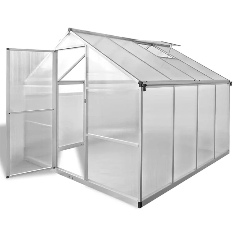 242x250x195 cm Verstärktes Gewächshaus Aluminium 6,05 m² GewäChshaus Klein Frostschutz Pflanzen Winterschutz FrostwäChter GewäChshaus Winterfest GeräTehaus Tomatenhaus Rinnensystem&Lüftung – Bild 1