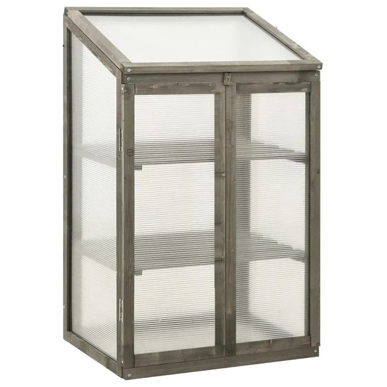 Gewächshaus Grau 114x80x50 cm Tannenholz GewäChshaus Klein Frostschutz Pflanzen Winterschutz FrostwäChter GewäChshaus Winterfest GeräTehaus Tomatenhaus Offene Unterseite Klappdeckel – Bild 8