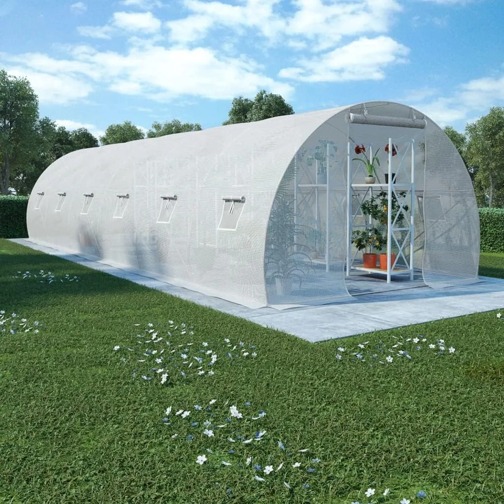 Gewächshaus 27 m² 9x3x2 m GewäChshaus Klein Frostschutz Pflanzen Winterschutz FrostwäChter GewäChshaus Winterfest GeräTehaus Tomaten GewäChshaus mit 12 Seitenfenstern und 1 Tür