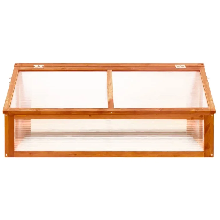 Gewächshaus Braun 114x80x50 cm Tannenholz GewäChshaus Klein Frostschutz Pflanzen Winterschutz FrostwäChter GewäChshaus Winterfest GeräTehaus Tomatenhaus Offene Unterseite Klappdeckel – Bild 3