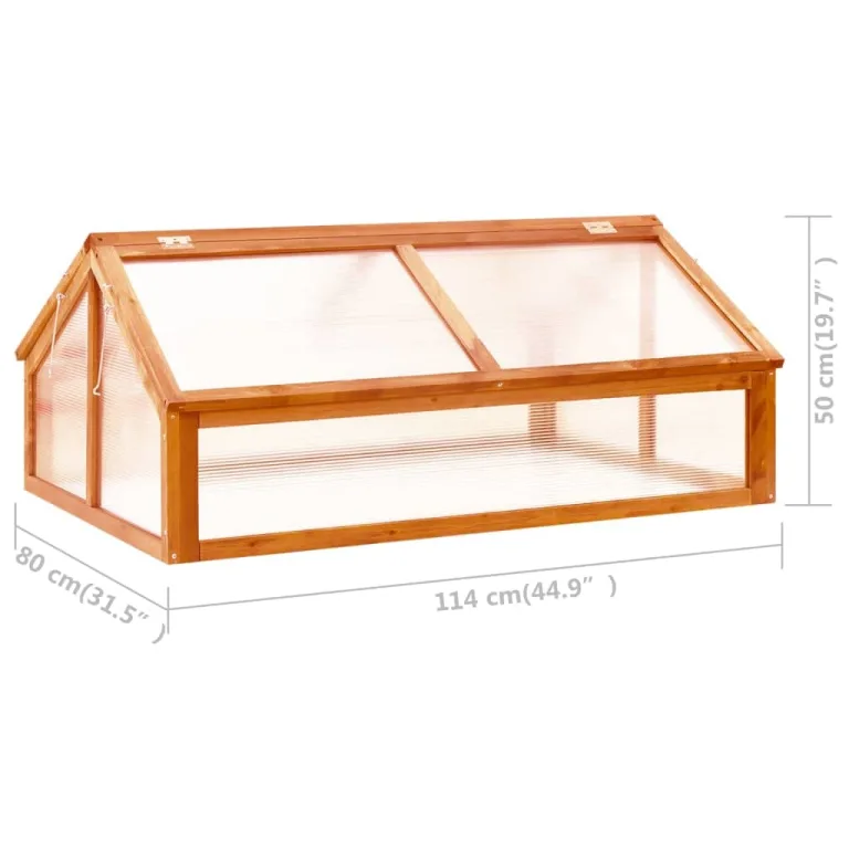 Gewächshaus Braun 114x80x50 cm Tannenholz GewäChshaus Klein Frostschutz Pflanzen Winterschutz FrostwäChter GewäChshaus Winterfest GeräTehaus Tomatenhaus Offene Unterseite Klappdeckel – Bild 7