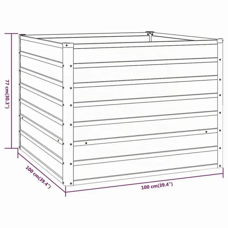 vidaXL Hochbeet, Hochbeet für Garten Balkon Terrasse, Kräuterhochbeet zum Selber Bauen, Gemüsebeet Pflanzkübel aus Metall, Grau Cortenstahl – Bild 7