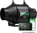 VIVOSUN Smart Rohrventilator 100mm AeroZesh T4 PRO Abluftventilator 357m³/h mit GrowHub E42A+, VPD-Regler, WiFi/App-Fernsteuerung, Ventilator Growbox Rohrlüfter für Growzelte Gewächshäuser - Thumbnail 1