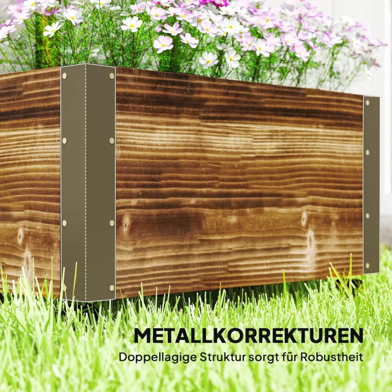 Outsunny Hochbeet Pflanzkasten mit Rankgitter, Spalier Pflanzkübel Blumenkasten Holz, Gemüsebeet mit Rollen, Rankhilfe, Gartenspalier 65x31x147cm für Garten, für Kletterpflanzen, Blumen, Verkohlt – Bild 5