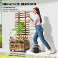 Outsunny Hochbeet Pflanzkasten mit Rankgitter, Spalier Pflanzkübel Blumenkasten Holz, Gemüsebeet mit Rollen, Rankhilfe, Gartenspalier 65x31x147cm für Garten, für Kletterpflanzen, Blumen, Verkohlt - Thumbnail 4