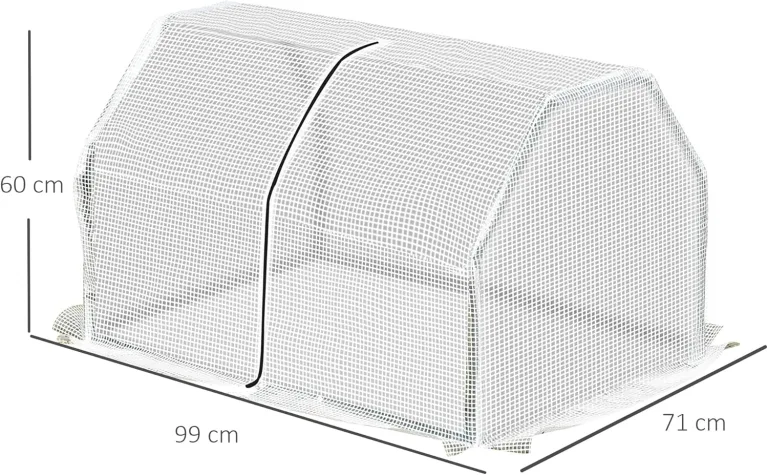 Outsunny Gewächshaus mit PE-Gitterfolie, UV-beständige Foliengewächshaus aus Stahl, Treibhaus für Balkon, Garten, Tomatenhaus 99x71x60cm, Tomatengewächshaus für Gemüse, Blumen, Pflanzen, Weiß – Bild 7