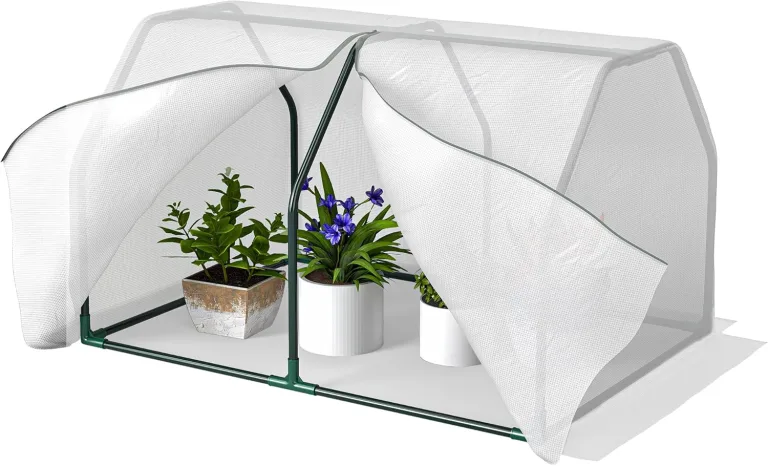 Outsunny Gewächshaus mit PE-Gitterfolie, UV-beständige Foliengewächshaus aus Stahl, Treibhaus für Balkon, Garten, Tomatenhaus 99x71x60cm, Tomatengewächshaus für Gemüse, Blumen, Pflanzen, Weiß – Bild 1