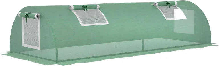 Outsunny Foliengewächshaus Mini Tunnelgewächshaus mit Mesh Fenster, UV-beständige Frühbeet für Garten zur Aufzucht, PE Folie, Grün, 200 x 80 x 45 cm – Bild 1