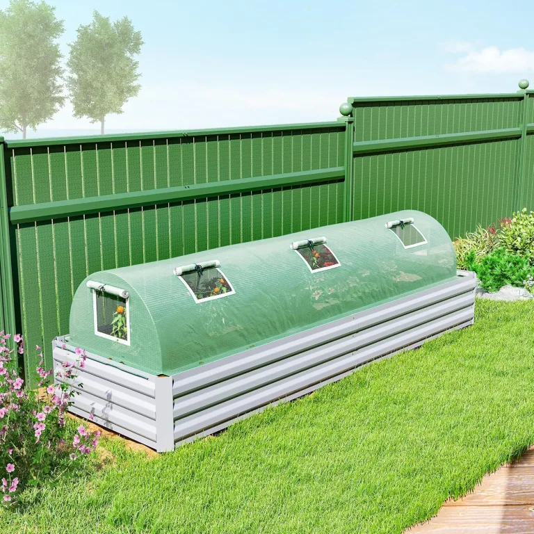 Outsunny Foliengewächshaus Mini Tunnelgewächshaus mit Mesh Fenster, UV-beständige Frühbeet für Garten zur Aufzucht, PE Folie, Grün, 300 x 80 x 45 cm – Bild 8