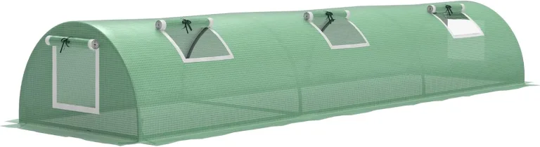 Outsunny Foliengewächshaus Mini Tunnelgewächshaus mit Mesh Fenster, UV-beständige Frühbeet für Garten zur Aufzucht, PE Folie, Grün, 300 x 80 x 45 cm – Bild 1