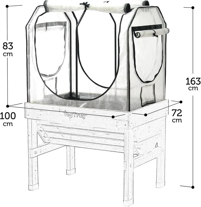 VegTrug® Gewächshausaufsatz Classic - Hochbeet Abdeckung mit Micro-Net-Funktion & PE-Folie - Frühbeet Aufsatz für Pflanzkasten - 99,5x72x90 cm – Bild 6