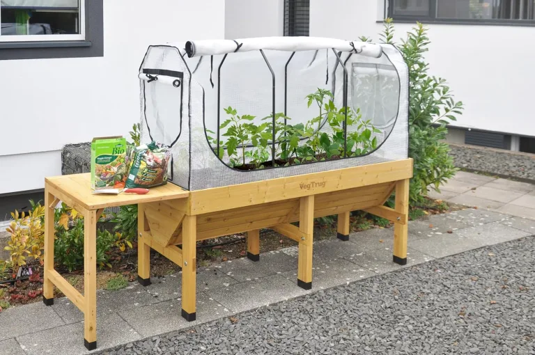 VegTrug® Gewächshausaufsatz Wall Hugger - Hochbeet Abdeckung mit Micro-Net-Funktion & PE-Folie - Frühbeet Aufsatz für Pflanzkasten - 179,5x41,5x90 cm – Bild 8