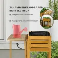 Outsunny Hochbeet Blumenkasten Pflanzkasten mit klappbarer Tischplatte, Kräuterbeet mit Innenverkleidung aus Vlies, für Garten, Terrasse, Holz, Braun, 64 x 63 x 74,5 cm - Thumbnail 4