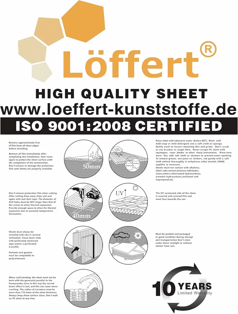 Löffert® Sonderposten | Ersatzplatten für Gewächshaus | Polycarbonat | Stegplatten | 4mm - 6mm - 8mm - 10mm | Standardgrößen & Zuschnitt auf Maß (10mm | 5 Stück | 1500x700mm) – Bild 8